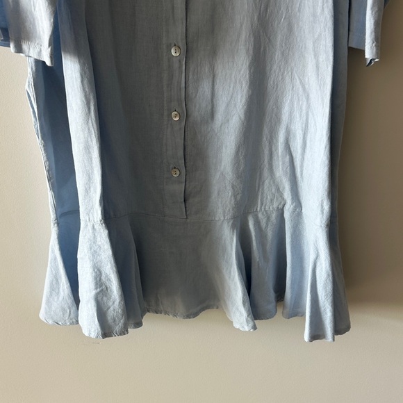 Light Blue Button-Front Ruffle-Hem Mini Dress - Picture 5 of 9